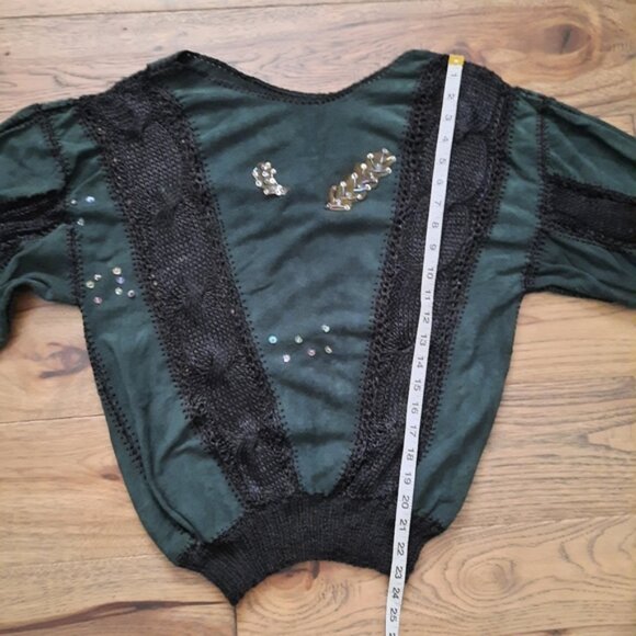 Vintage Faux Suede and Knit Long Sleeve Sweater - Picture 11 of 14